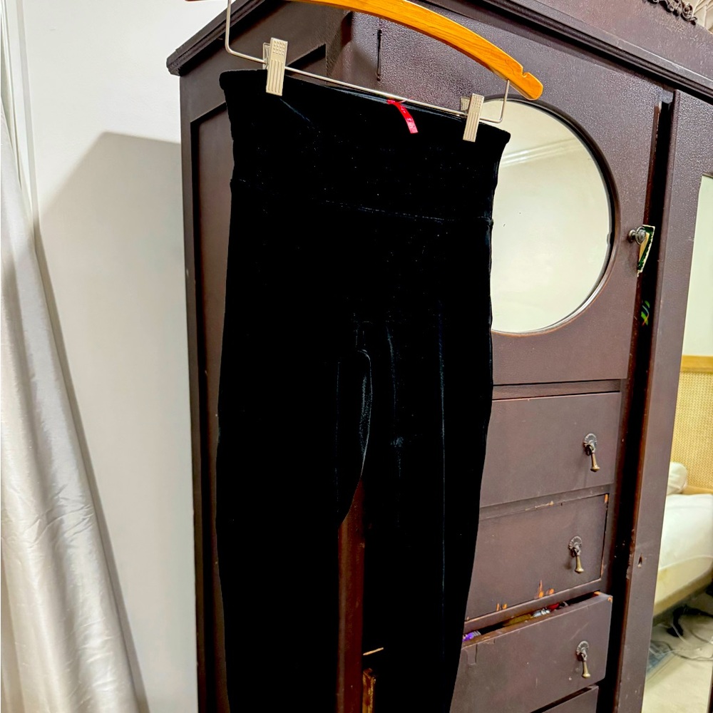 Spanx black velvet leggings